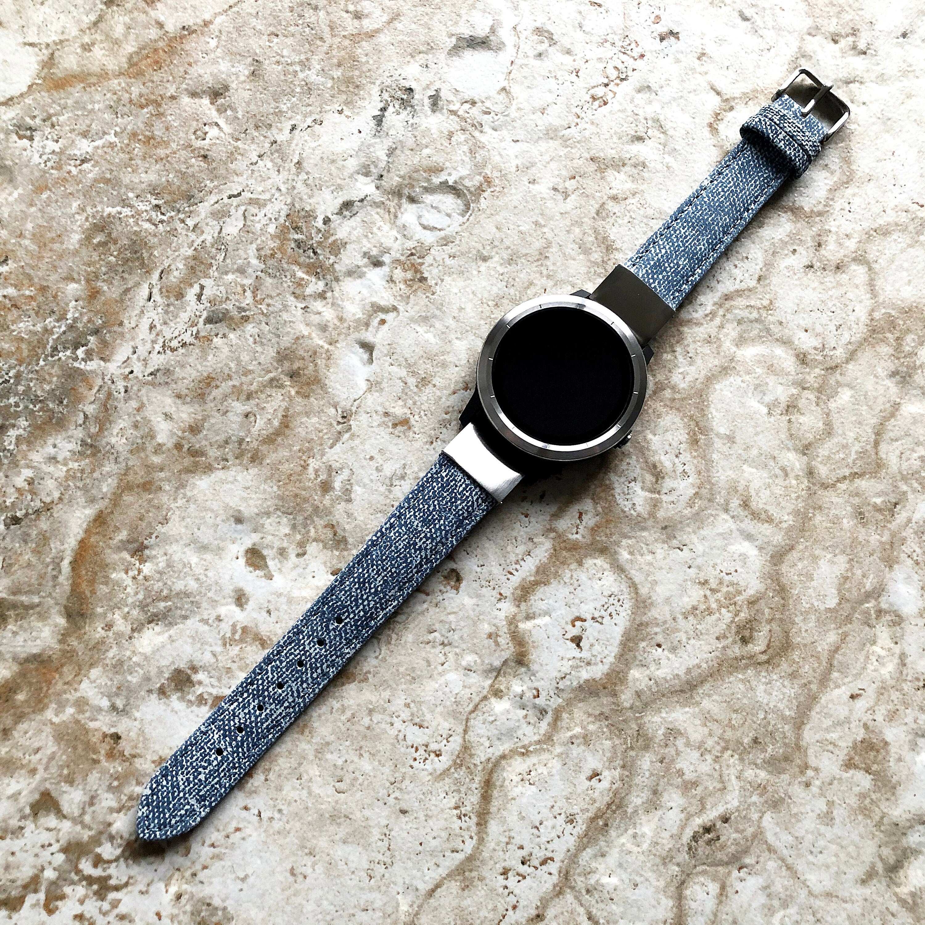 Garmin Jeans Printed JLB Band for D2 Delta S Instinct 2S Descent Mk2S Mk3 Mk3i 43mm Approach S70 42mm Leather Quick Fit Watch Strap A20-B18